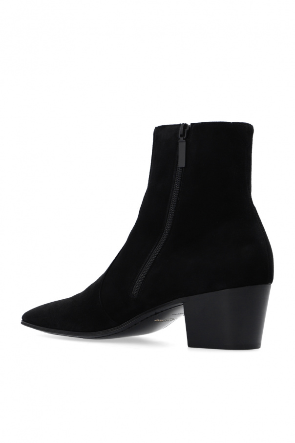【SAINT LAURENT】 スエード VASSILI ジップブーツ Saint Laurent Vassili Zipped Boots In Shimmering Suede size